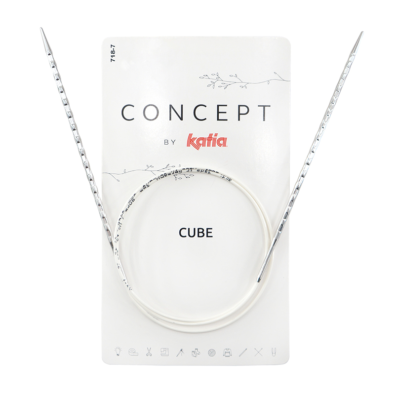 Спицы круговые 3 мм, 60 см, металлические квадратные CONCEPT BY KATIA Cube, арт.718-7/3-60 Спицы круговые 3 мм, 60 см, металлические квадратные CONCEPT BY KATIA Cube, арт.718-7/3-60