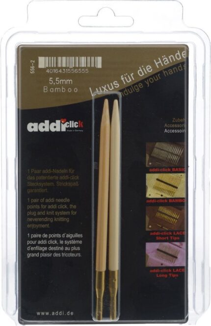 Дополнительные спицы для вязания Addi к addiClick BAMBOO, бамбуковые, 5 мм, арт.556-7/5-000
