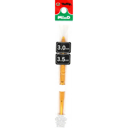 Крючок для вязания двухсторонний Tulip MinD 3-3,5мм, сталь / золотистый, арт.TA-1056E