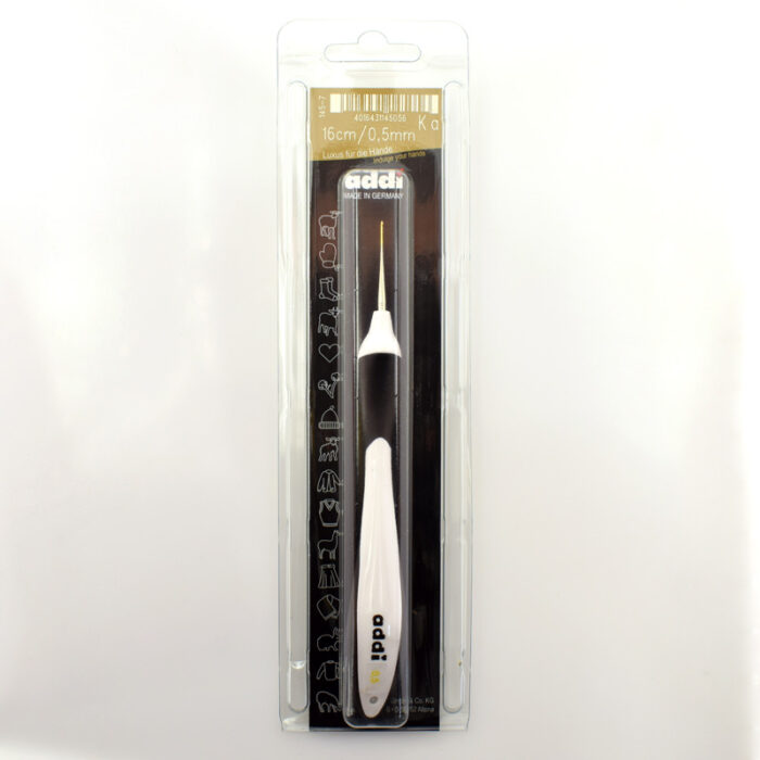 Крючок вязальный addi Swing Mini 0.5 мм, 16 см, с эргономичной пластиковой ручкой, арт.145-7/0.5-16
