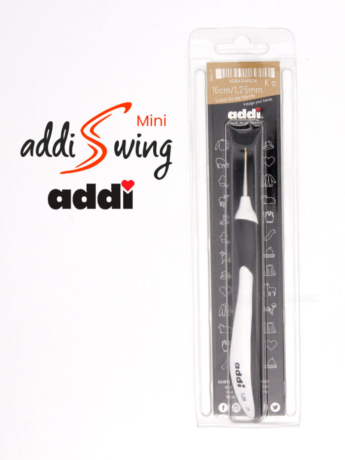 Крючок вязальный addi Swing Mini 1.25 мм, 16 см, с эргономичной пластиковой ручкой, арт.145-7/1.25-16