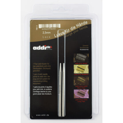 Съемные спицы addiClick 3.5 мм, 8.5 см, укороченные с удлиненным кончиком LACE SHORT, арт.756-7/3.5-000