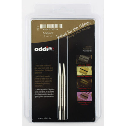 Съемные спицы addiClick 5.5 мм, 8.5 см, укороченные с удлиненным кончиком LACE SHORT, арт.756-7/5.5-000
