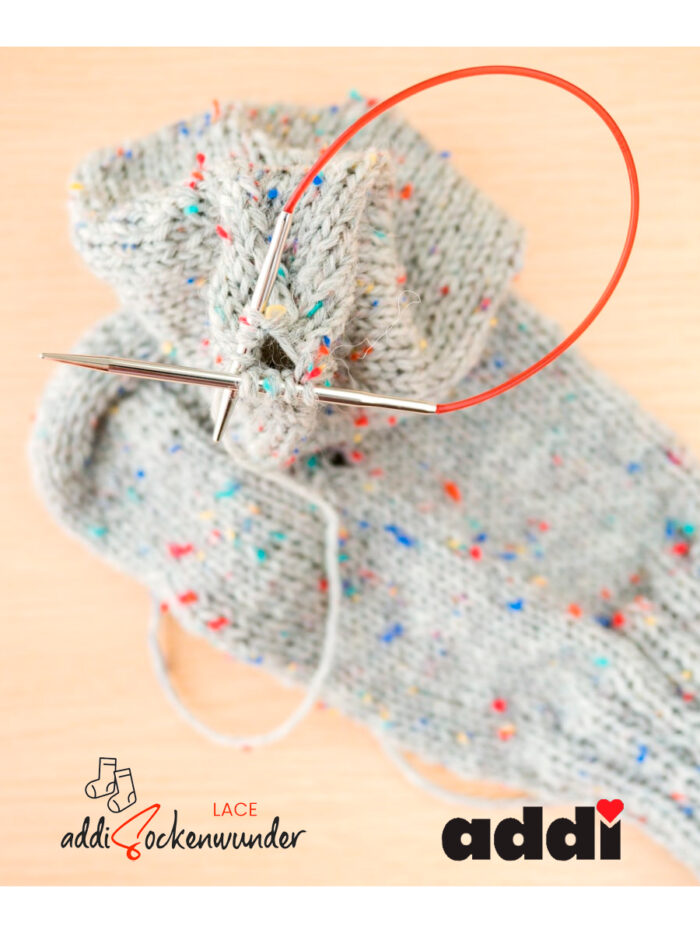 Спицы Addi круговые носочные 3.5 мм, 25 см, Sockenwunder LACE, арт.710-7/3.5-25