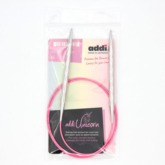Спицы addi Unicorn 100 см, 7 мм, металлические круговые супергладкие 115-7/7-100