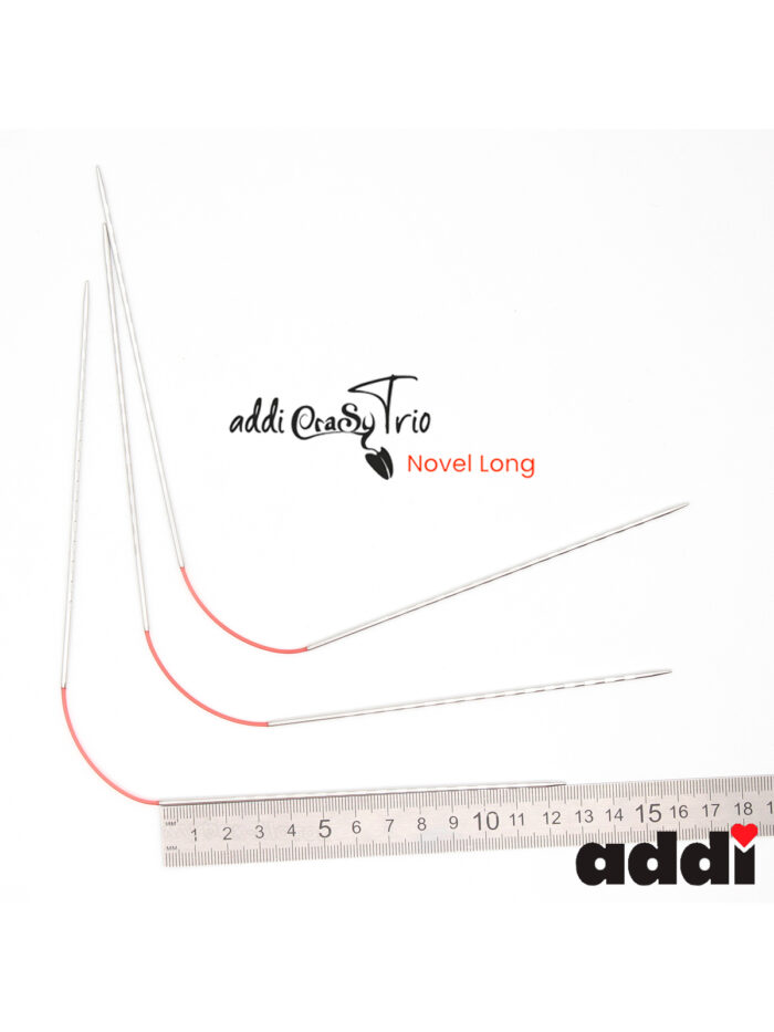 Спицы addiCrasyTrioNovel Long 30 см, 2.25 мм, чулочные гибкие металлические c квадратным кончиком, арт.770-2/2.25-30