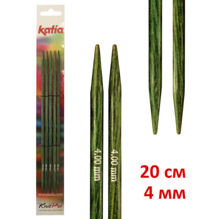 Спицы чулочные KATIA, деревянные, 20 см, 4 мм, арт.7634