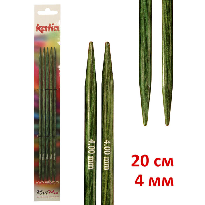 Спицы чулочные KATIA, деревянные, 20 см, 4 мм, арт.7634
