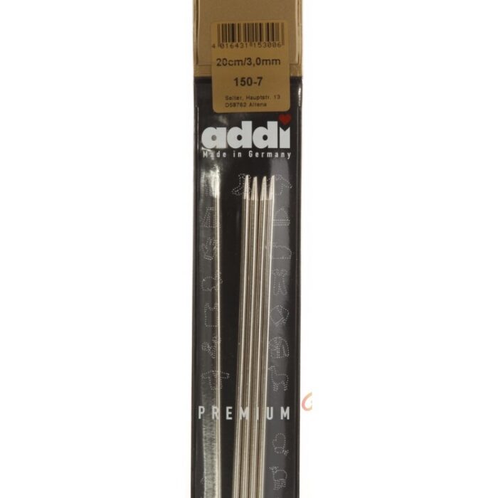 Спицы для вязания Addi чулочные стальные, 3 мм, 20 см 5 шт, арт.150-7/3-20