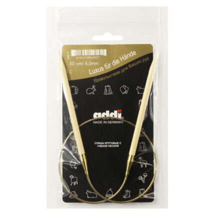 Спицы для вязания Addi круговые бамбуковые, 6 мм, 60 см, арт.555-7/6-60