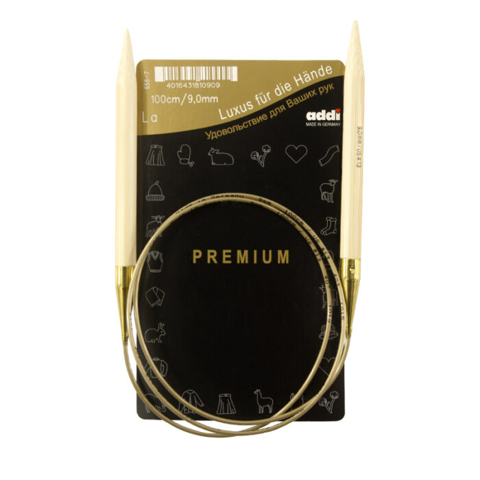 Спицы для вязания Addi круговые бамбуковые, 9 мм, 100 см, арт.555-7/9-100