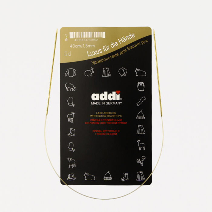 Спицы для вязания Addi круговые позолоченные с удлиненным кончиком, 1,5 мм, 40 см, арт.714-7/1.5-40