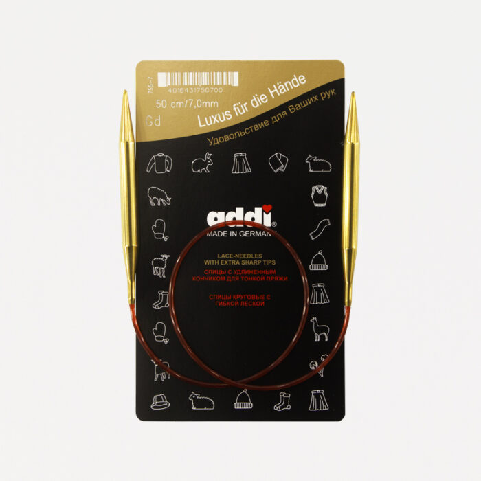 Спицы для вязания Addi круговые позолоченные с удлиненным кончиком, 7 мм, 50 см, арт.755-7/7-50