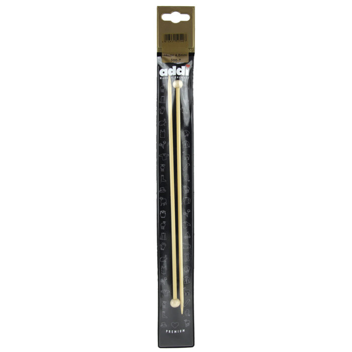 Спицы для вязания Addi прямые бамбуковые, 4 мм, 25 см, арт.500-7/4-25