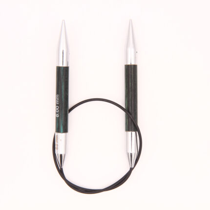 Спицы для вязания Knit Pro круговые, укороченные, деревянные Royale 8мм, 40см, королевский синий, арт.29062