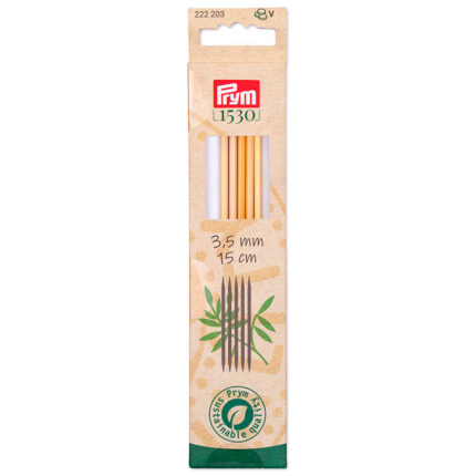 Спицы для вязания PRYM чулочные, Серия Prym 1530, 3,5мм / 15см, бамбук, натуральный, 5шт в упаковке, арт.222203