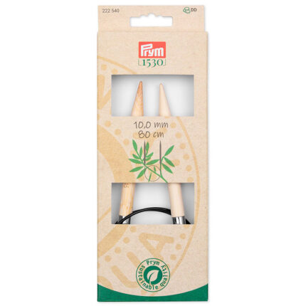Спицы для вязания PRYM круговые, Серия Prym 1530, 10мм / 80см, бамбук, натуральный, арт.222540