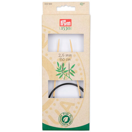 Спицы для вязания PRYM круговые, Серия Prym 1530, 2,5мм / 80см, бамбук, натуральный, арт.222503