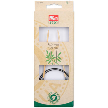 Спицы для вязания PRYM круговые, Серия Prym 1530, 3мм / 80см, бамбук, натуральный, арт.222504