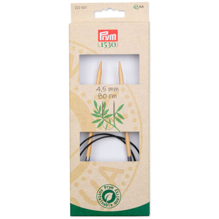 Спицы для вязания PRYM круговые, Серия Prym 1530, 4,5мм / 80см, бамбук, натуральный, арт.222507