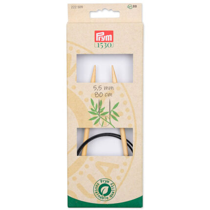 Спицы для вязания PRYM круговые, Серия Prym 1530, 5,5мм / 80см, бамбук, натуральный, арт.222509