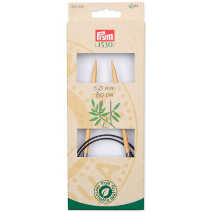 Спицы для вязания PRYM круговые, Серия Prym 1530, 5мм / 80см, бамбук, натуральный, арт.222508