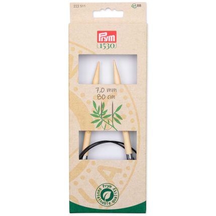 Спицы для вязания PRYM круговые, Серия Prym 1530, 7мм / 80см, бамбук, натуральный, арт.222511