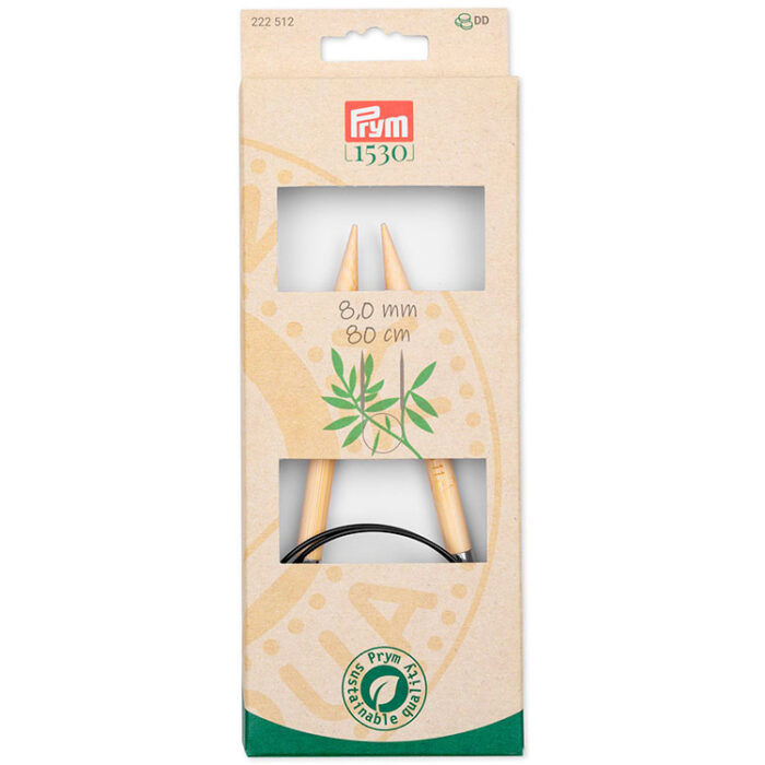 Спицы для вязания PRYM круговые, Серия Prym 1530, 8мм / 80см, бамбук, натуральный, арт.222512