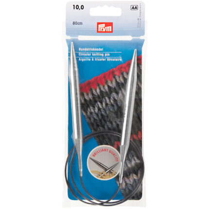 Спицы для вязания PRYM круговые с гибкой леской 10мм / 100 см латунь, арт.212236