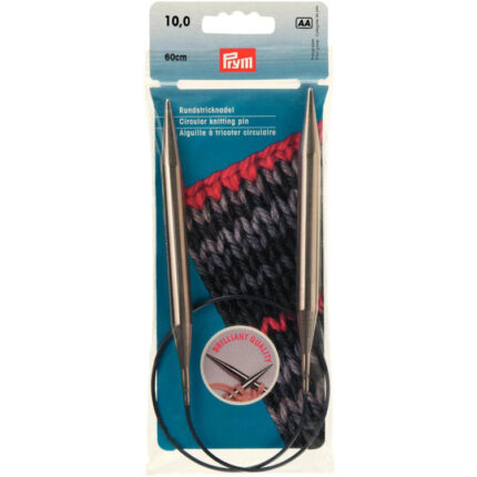 Спицы для вязания PRYM круговые с гибкой леской 10мм / 60см латунь, арт.212232