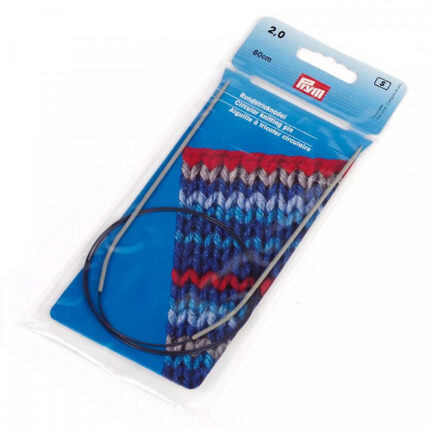 Спицы для вязания PRYM круговые с гибкой леской 2мм / 80см алюминий, арт.211204