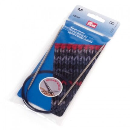 Спицы для вязания PRYM круговые с гибкой леской 3мм / 100см латунь, арт.212126