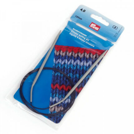 Спицы для вязания PRYM круговые с гибкой леской 4мм / 100см алюминий, арт.211266