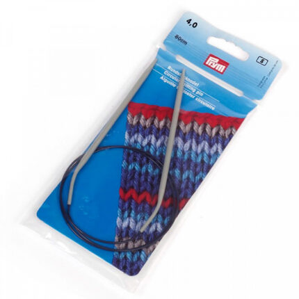 Спицы для вязания PRYM круговые с гибкой леской 4мм / 80см алюминий, арт.211264