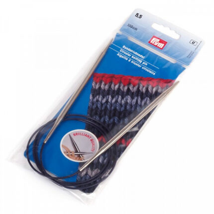 Спицы для вязания PRYM круговые с гибкой леской 5,5мм / 100см латунь, арт.212176