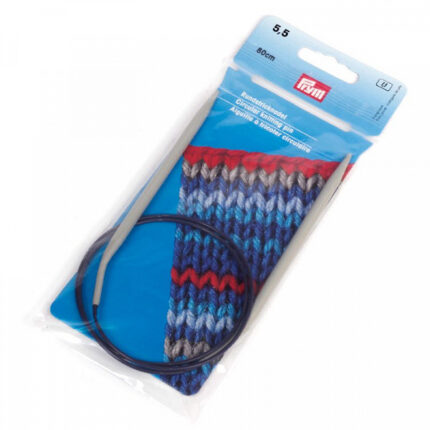 Спицы для вязания PRYM круговые с гибкой леской 5.5мм / 80см алюминий, арт.211364