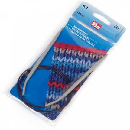 Спицы для вязания PRYM круговые с гибкой леской 5мм / 100см алюминий, арт.211296