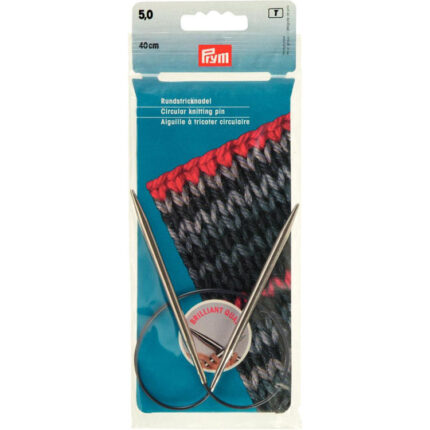 Спицы для вязания PRYM круговые с гибкой леской 5мм / 40см латунь, арт.212160