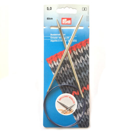 Спицы для вязания PRYM круговые с гибкой леской 5мм / 60см латунь, арт.212162