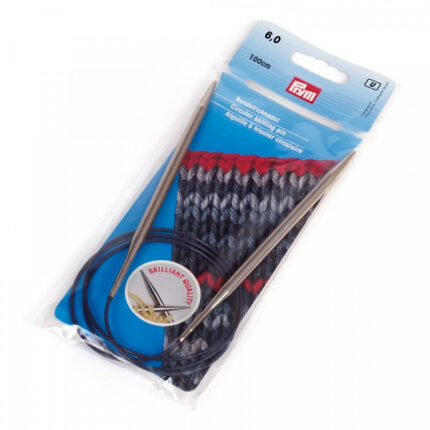 Спицы для вязания PRYM круговые с гибкой леской 6мм / 100см латунь, арт.212186