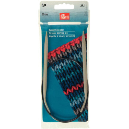 Спицы для вязания PRYM круговые с гибкой леской 6мм / 60см алюминий, арт.211307