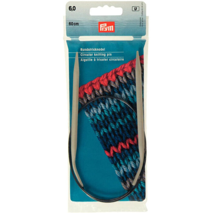 Спицы для вязания PRYM круговые с гибкой леской 6мм / 60см алюминий, арт.211307 Спицы для вязания PRYM круговые с гибкой леской 6мм / 60см алюминий, арт.211307