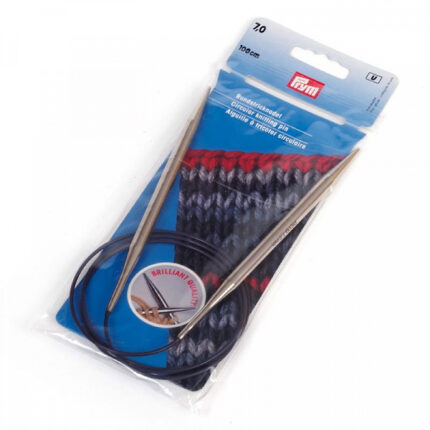 Спицы для вязания PRYM круговые с гибкой леской 7мм / 100см латунь, арт.212196