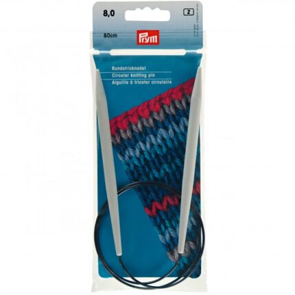 Спицы для вязания PRYM круговые с гибкой леской 8мм / 80см пластик, арт.211352