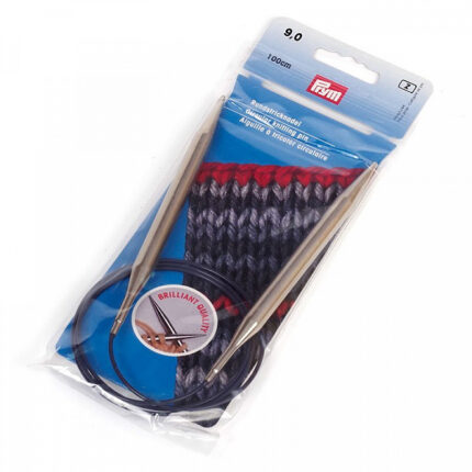 Спицы для вязания PRYM круговые с гибкой леской 9мм / 100 см латунь, арт.212226