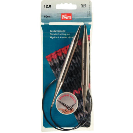 Спицы для вязания PRYM круговые с гибкой леской12мм / 60см латунь, арт.212242