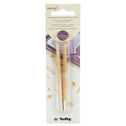 Спицы для вязания TULIP съемные CarryC, натуральный бамбук, 4,5мм / 9,5см, уп.2шт, арт.CTMM-04
