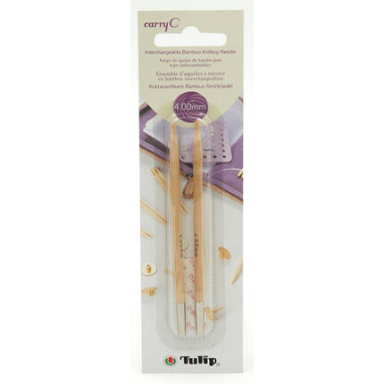 Спицы для вязания TULIP съемные CarryC, натуральный бамбук, 4мм / 9,5см, уп.2шт, арт.CTMM-03