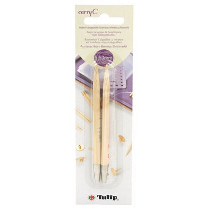 Спицы для вязания TULIP съемные CarryC, натуральный бамбук, 5,5мм / 9,5см, уп.2шт, арт.CTMM-06