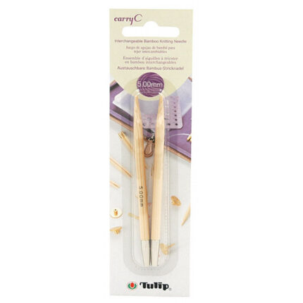 Спицы для вязания TULIP съемные CarryC, натуральный бамбук, 5мм / 9,5см, уп.2шт, арт.CTMM-05